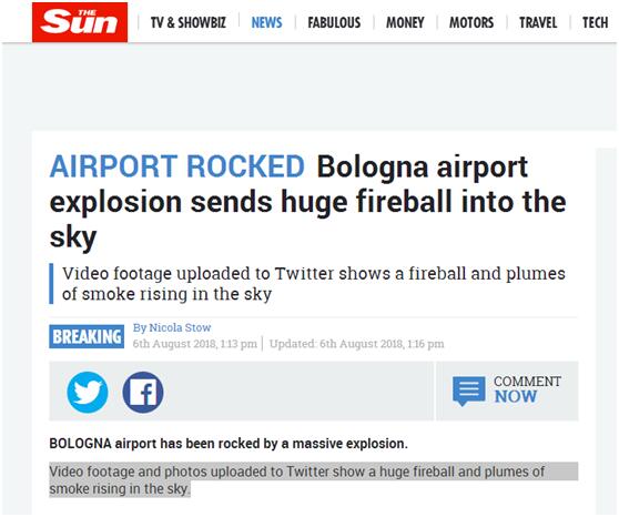 意大利博洛尼亚一机场附近发生爆炸 3死60伤